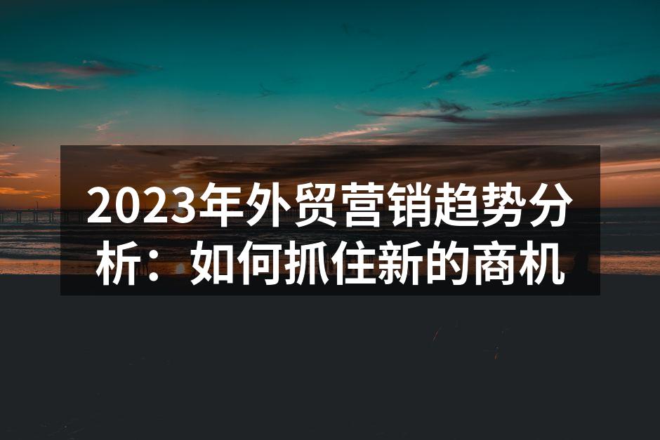 2023年外贸营销趋势分析：如何抓住新的商机